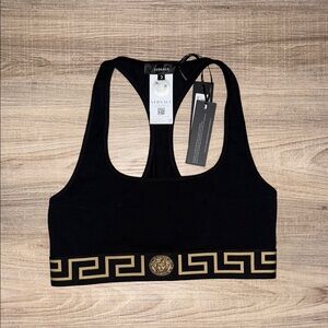 💯 NWT AUTH VERSACE BLACK GOLD SPORTS BRA M IT SIZE 3